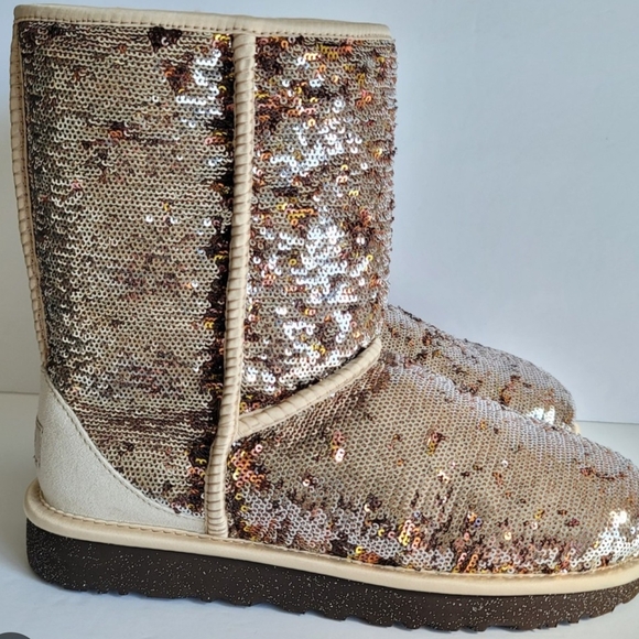 UGG Women's Sequin Winter Boots - Cream and Gold - Picture 1 of 4